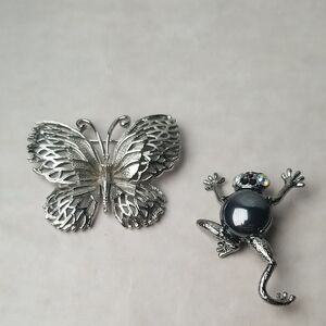 Butterfly And Frog Nature Pins